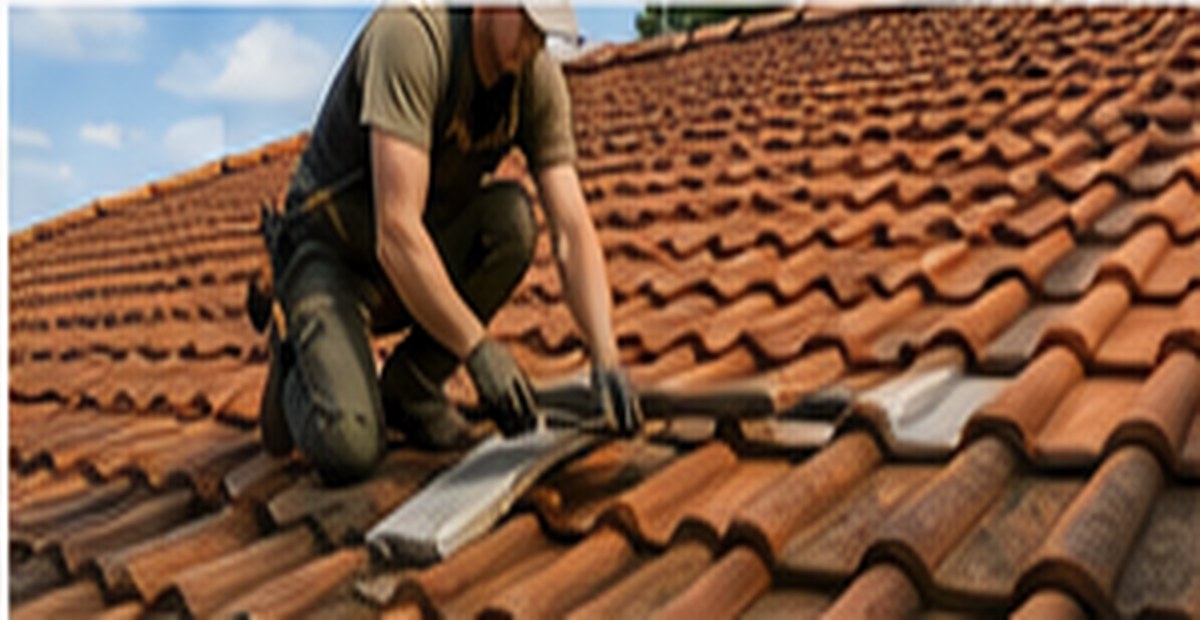 Artisan couvreur travaillant sur une toiture à Galgon